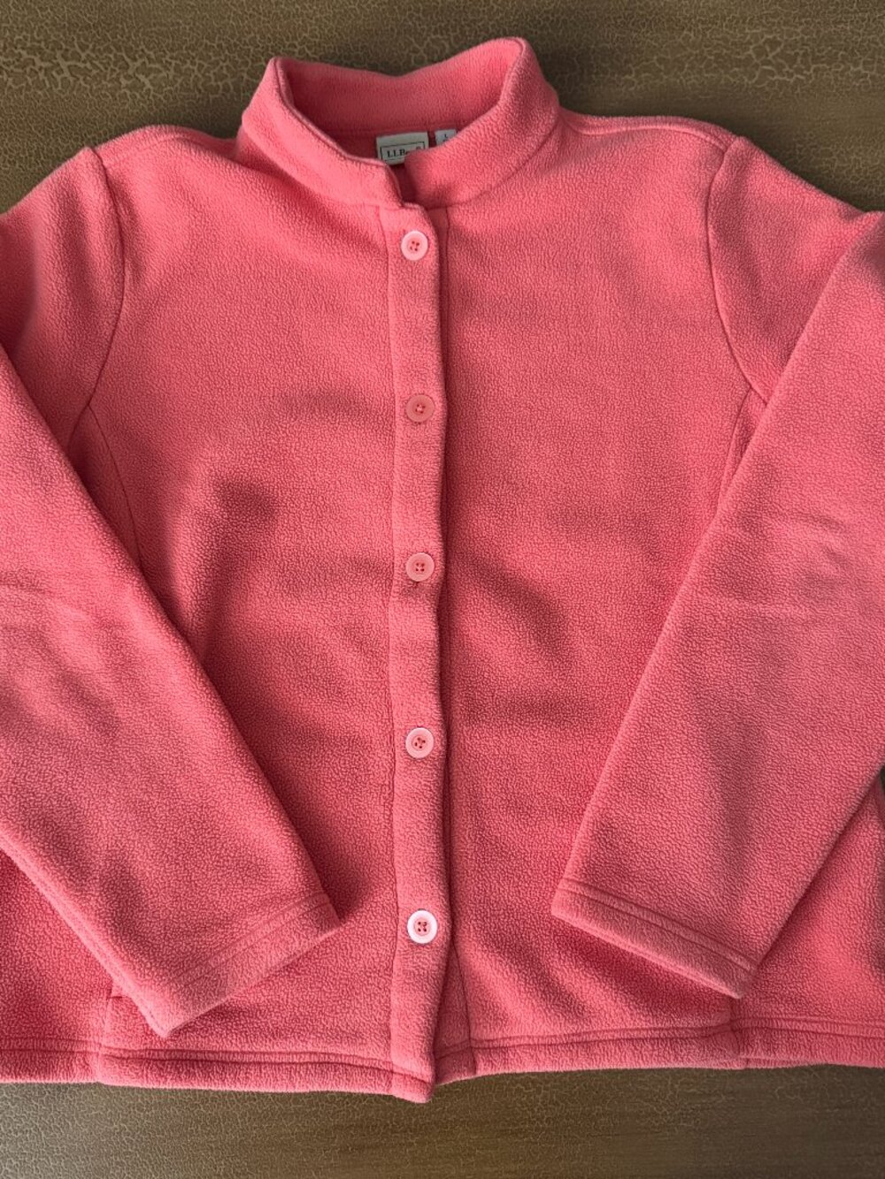 LL L.L. Bean Fleece Button Up PolarTec Fleece Sweater - Peach Color Size Large